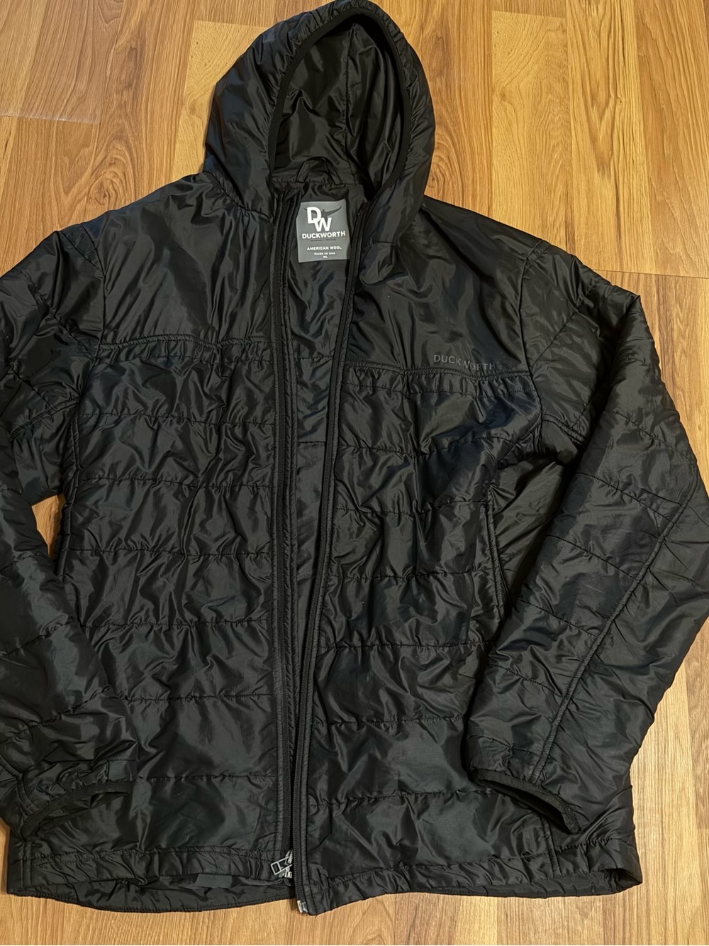 Duckworth Black Hooded Wool Insulated Puffer Jacket